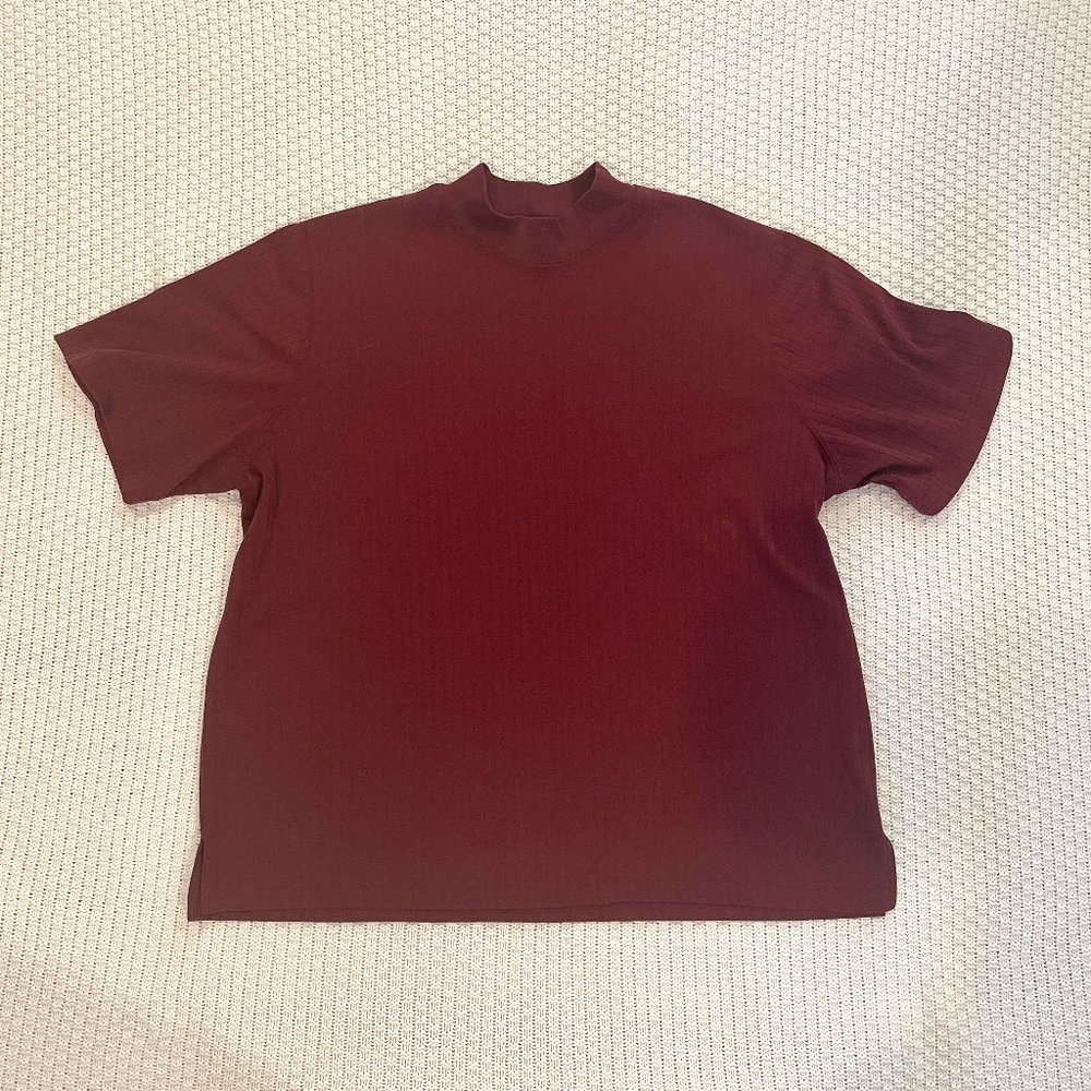 90s Style Mock Turtle Neck Ribbed Tee